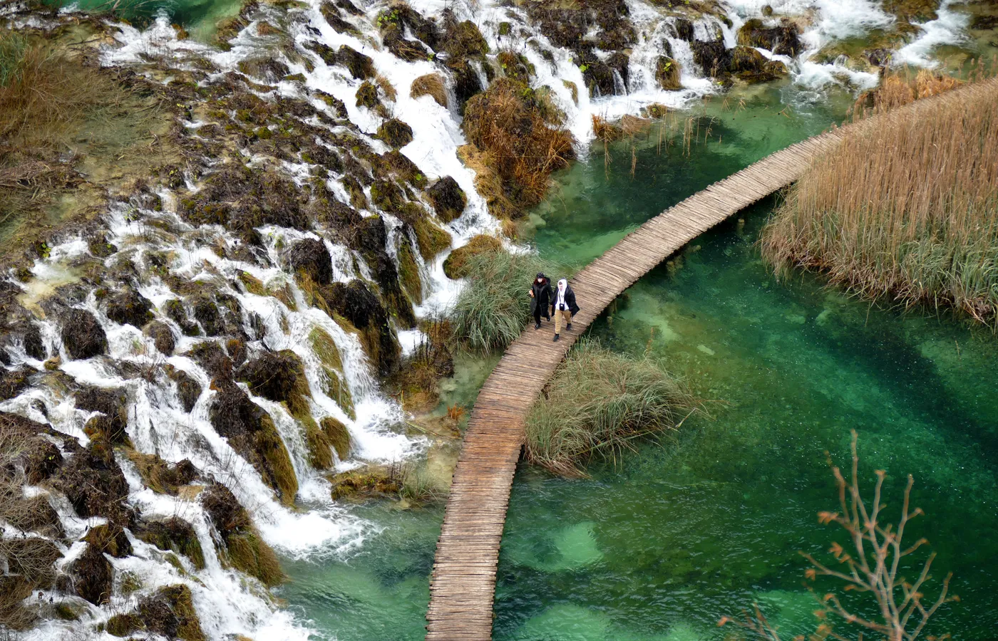 Boardwalks over the terraced lakes at Plitvice