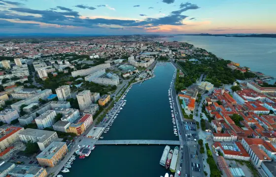 The harbour channel at Zadar with its bridge, from above
